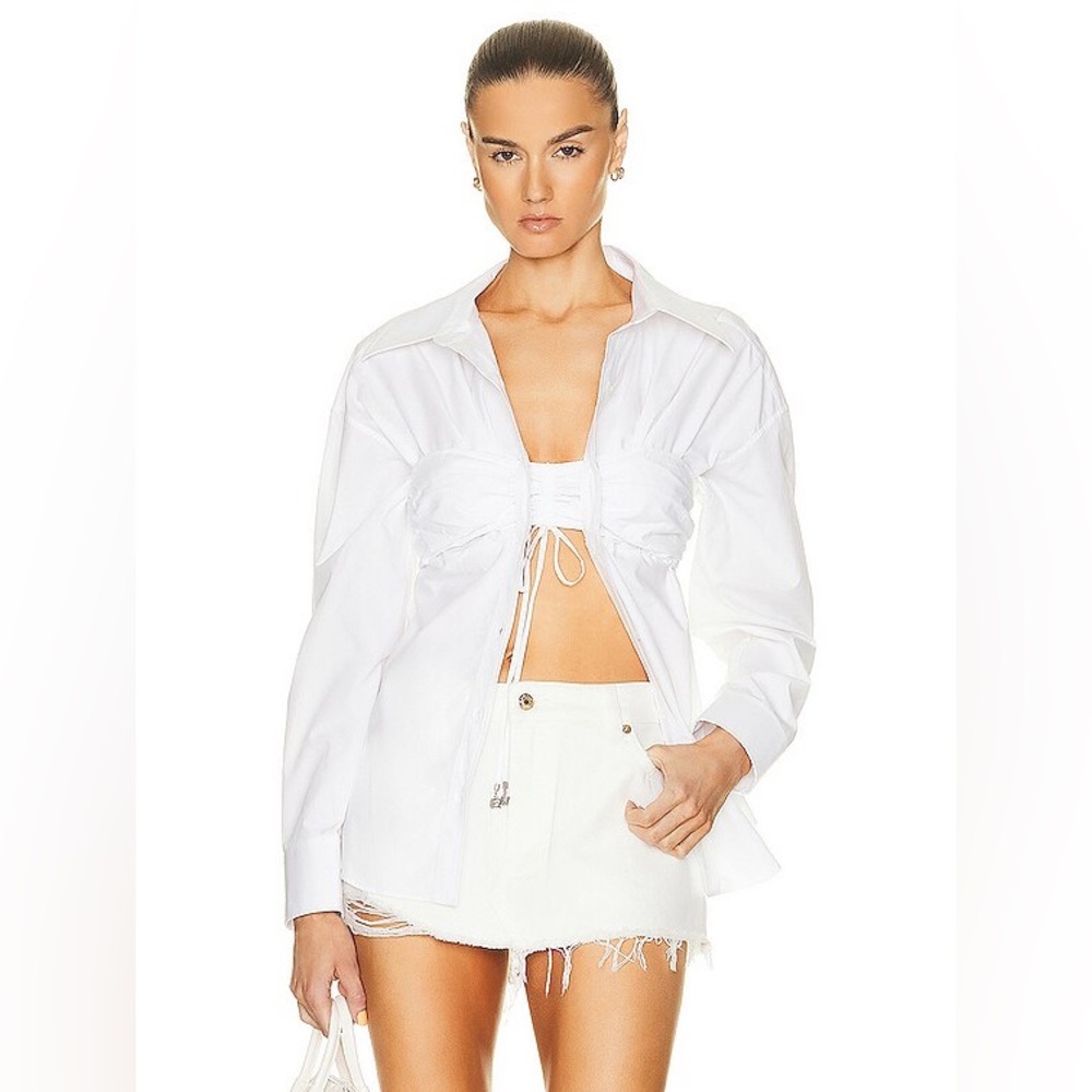Alexander Wang - t ruched bandeau overlay open front shirt
